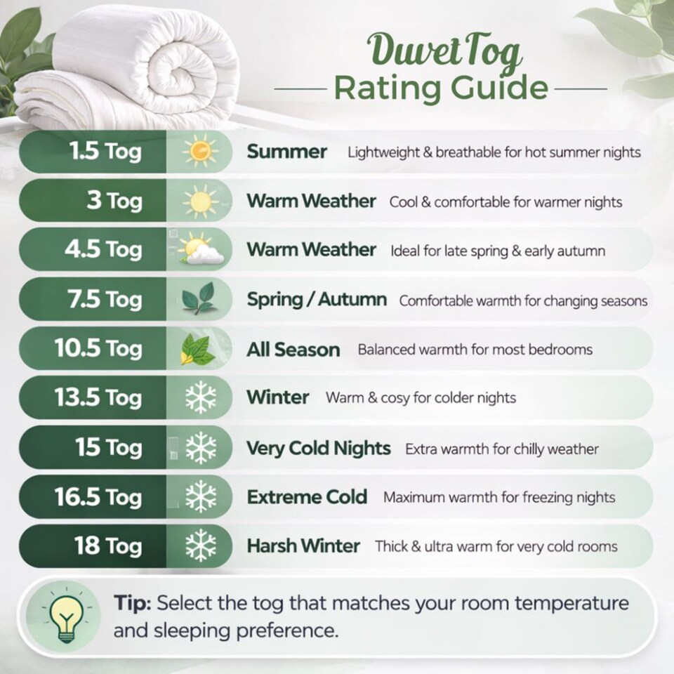 image 1 of Opulent Home Premium 4.5 Tog Summer Duvet - Anti-Allergy Hypoallergenic Hollowfibre Quilt-Double