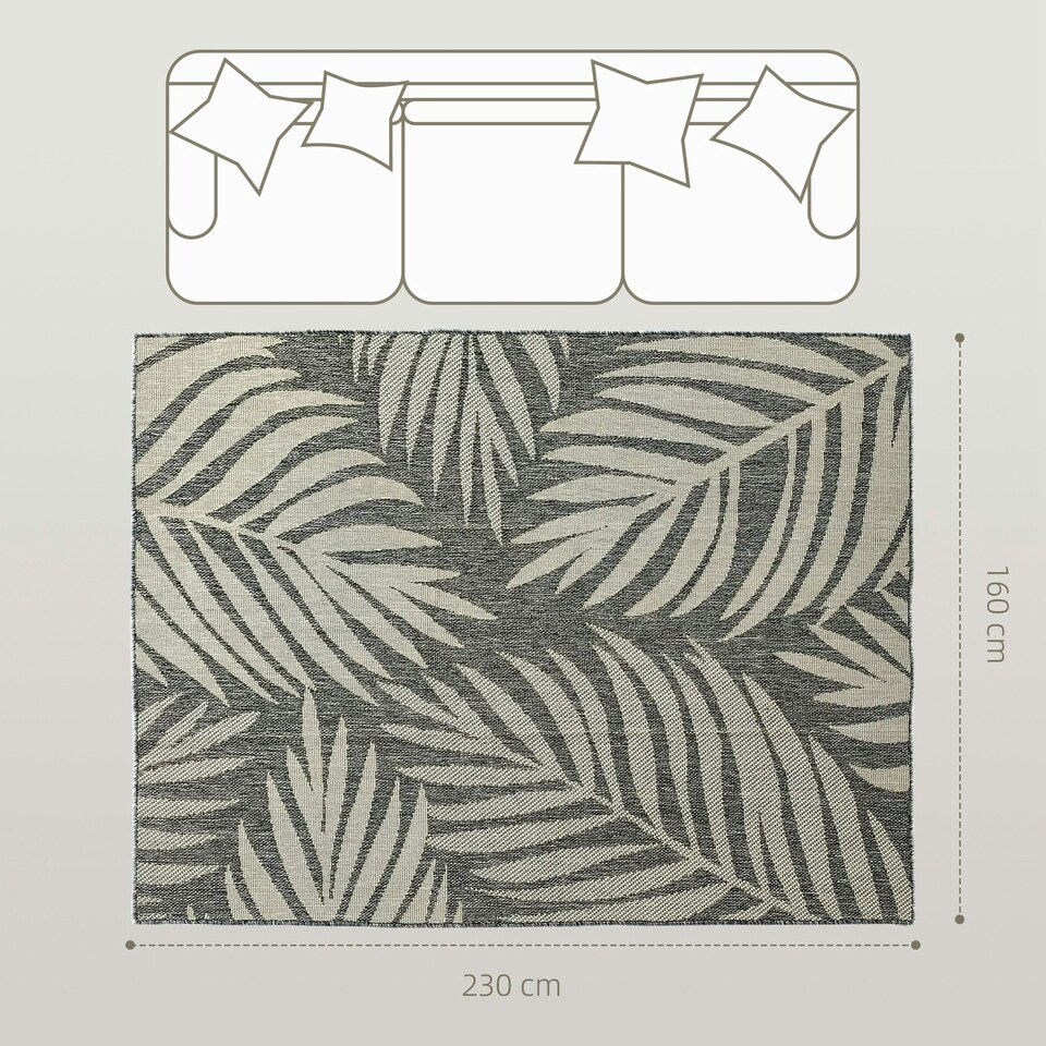 image 1 of HOMCOM Easy-Cleaning Machine Washable Area Rug for Patio, Garden, Grey Grey