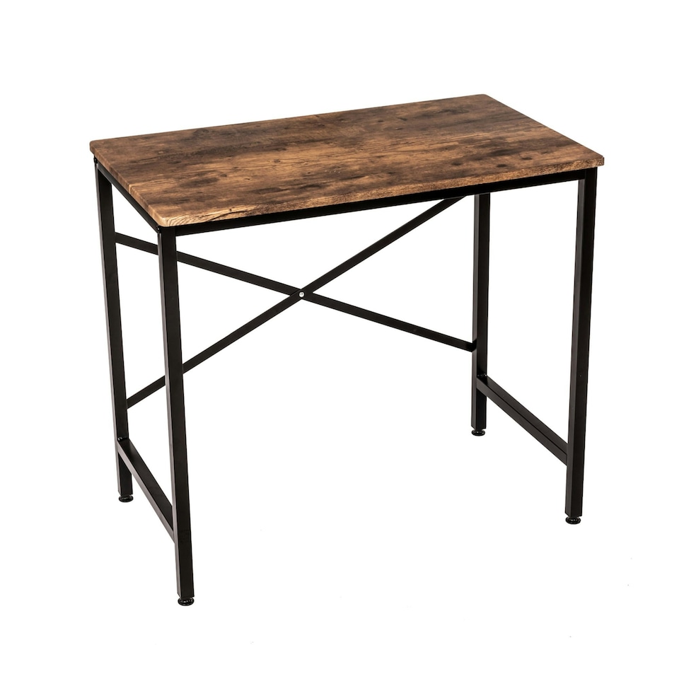 image 1 of Oypla 80cm Heavy Duty Industrial Writing Computer Desk Home Office Worktop Table Brown