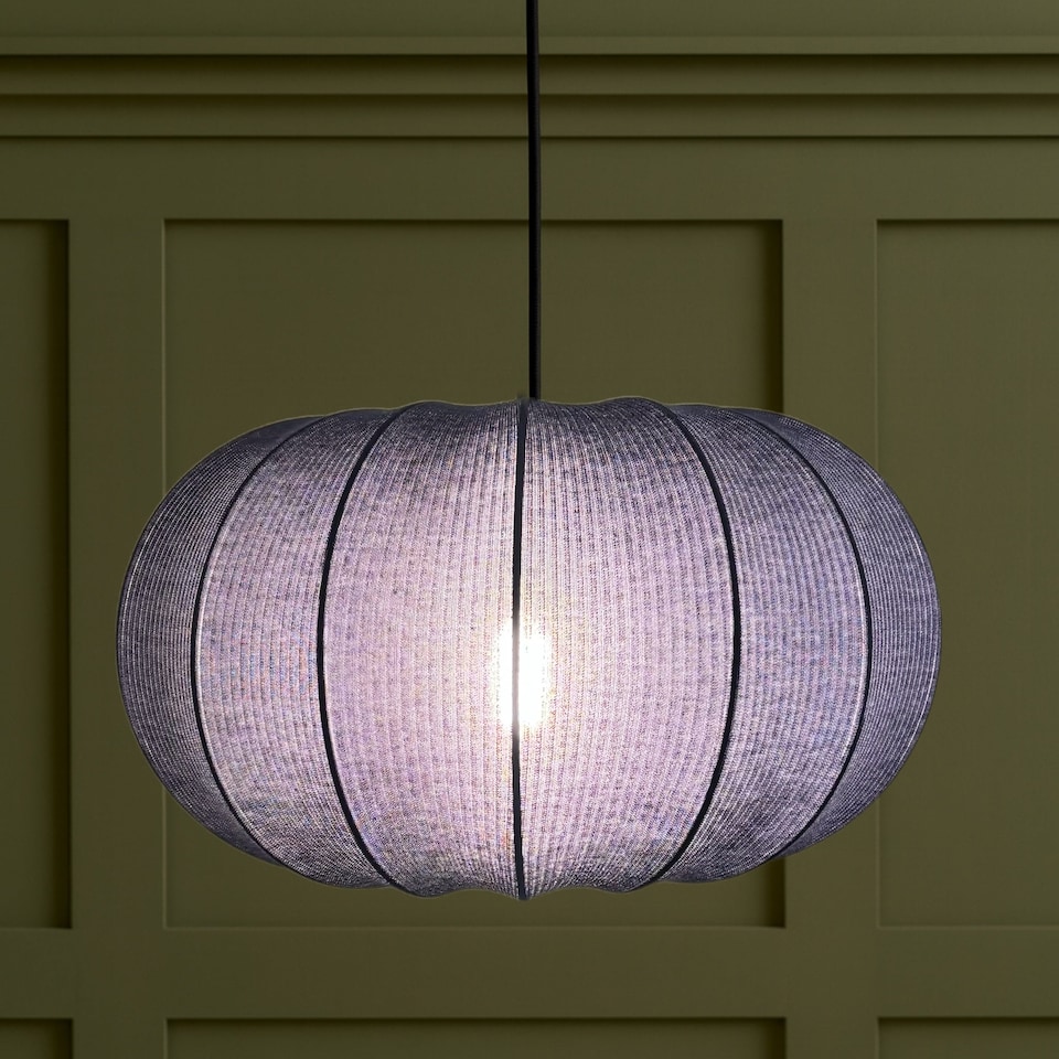 image 1 of CGC Lila Navy Oval Ribbed Stretch Cotton Lampshade