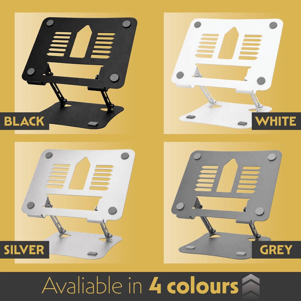 image 1 of Futura Laptop Stand Adjustable Portable Riser, Silver Foldable Aluminium Holder for MacBook AirPro and 11 to 17 inch Laptops | Silver | Silver | One Size | 1