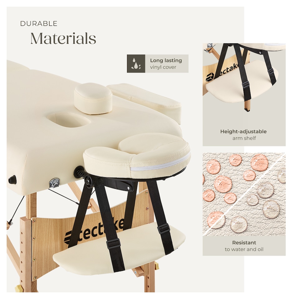 image 1 of Massage Table Set Suman - 2-zone, 7.5 cm padding, including bolsters, bag, head and armrests | Cream | beige | 1