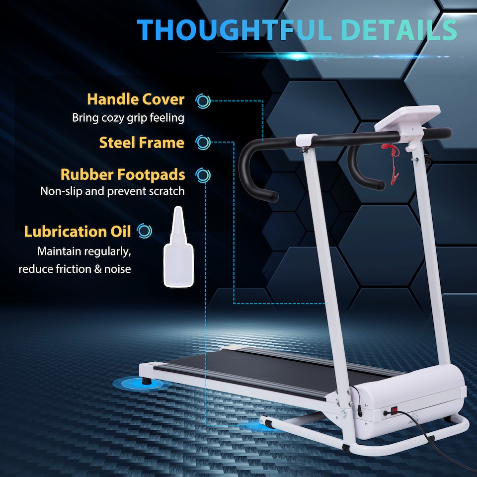 image 1 of HOMCOM 1-10Km/h Folding Treadmill Home Running Fitness Machine w/ Safety Stopper