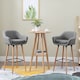 image 2 of HOMCOM Set of 2 Bar Stools Modern Upholstered Seat Bar Chairs with Metal Frame, Solid Wood Legs Living Room Dining Room Fabric Furniture - Grey