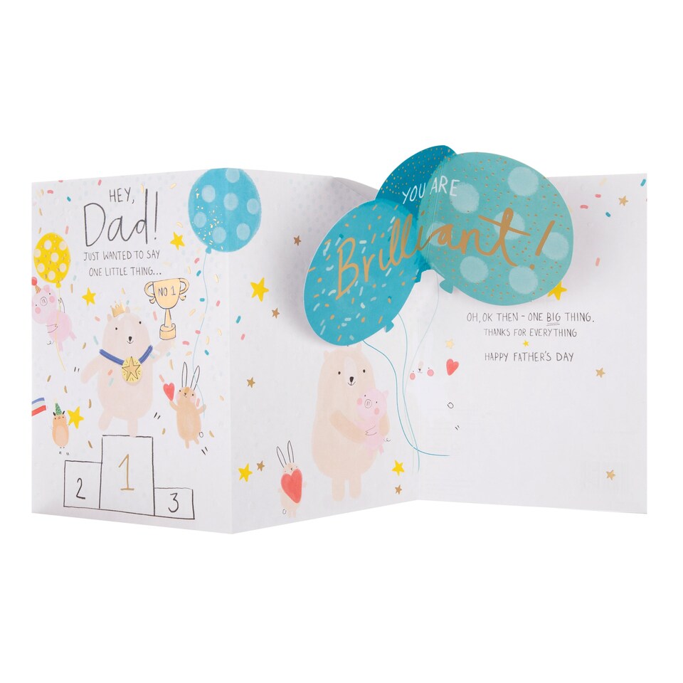 image 1 of Hallmark Father's Day Card For Dad - 3D Pop-Up Balloons And Bear