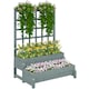 image 1 of Outsunny 2-Tier Wooden Raised Bed with Trellis and Drainage Holes, Brown 