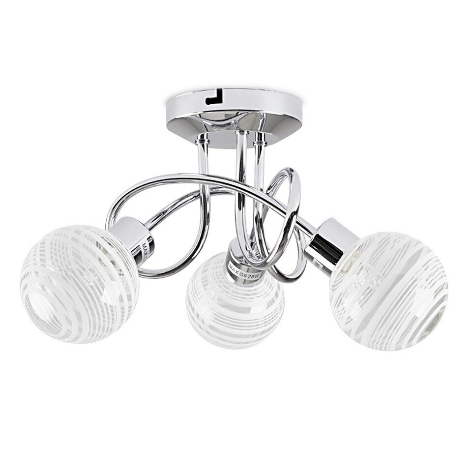 image 1 of ValueLights Maze Polished Silver Semi-Flush Light and G9 Capsule LED 2.6W Warm White 3000K Bulb