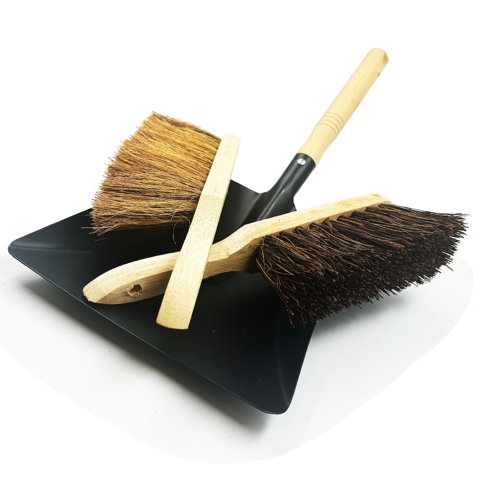 image 1 of Heavy Duty Brush and Shovel Set with Soft and Stiff Hand Brushes