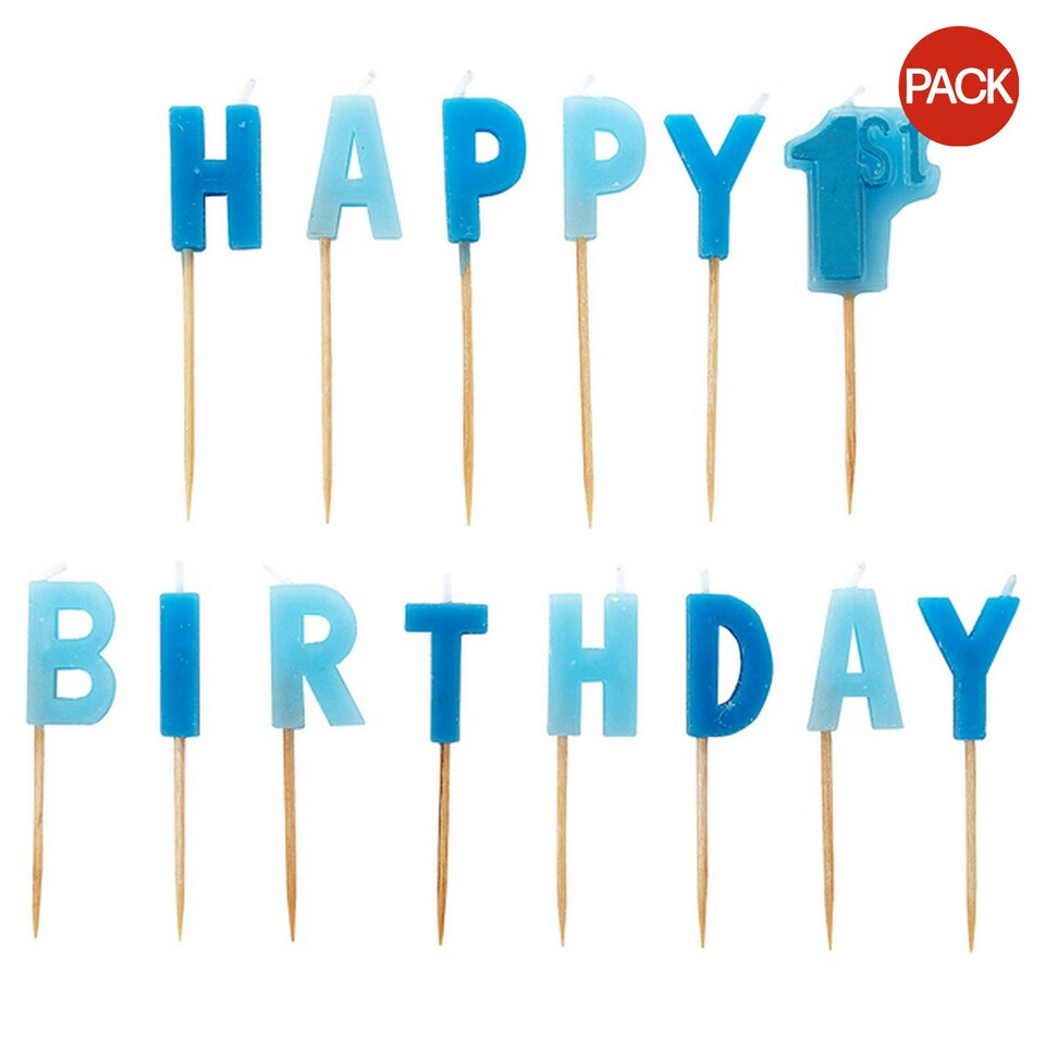 Amscan Happy 1st Birthday Boy Pick Candles (Pack Of 14) - Blue - One Size
