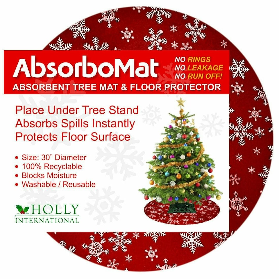 image 1 of Holly International Red Absorbent Christmas Tree Spill Mat & Floor Protector