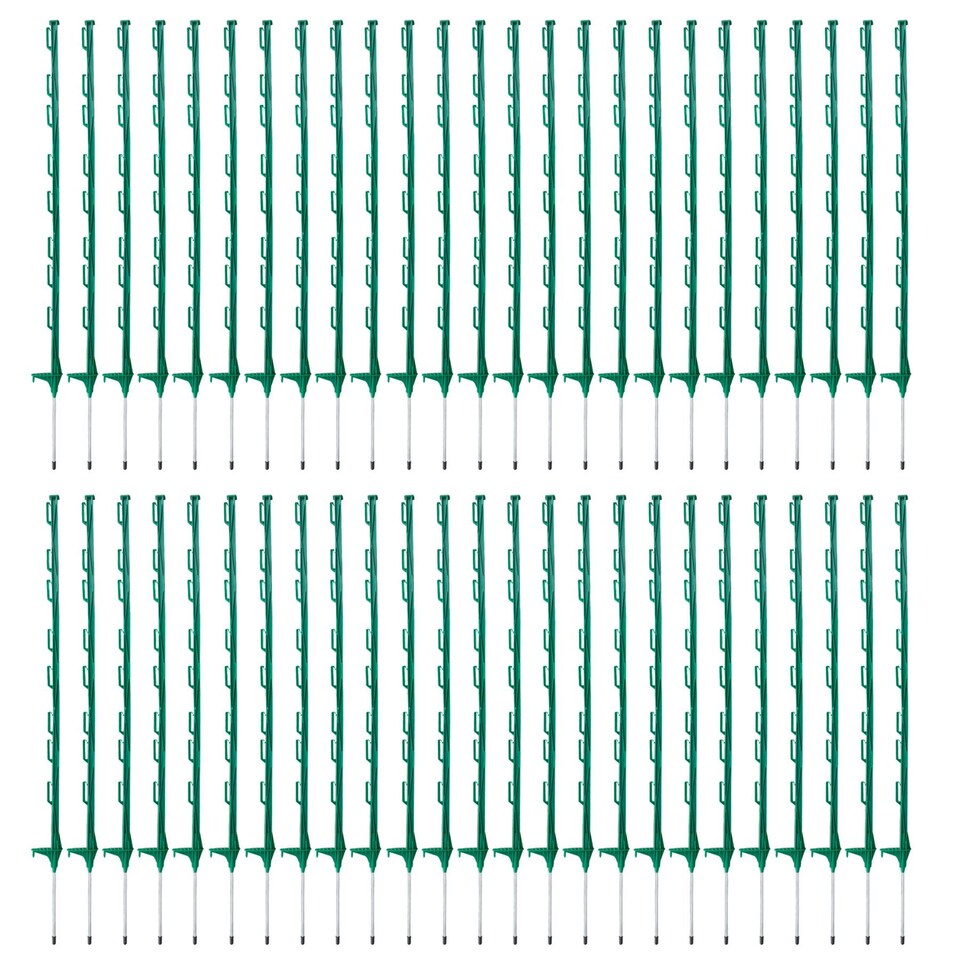 image 1 of True Products Green 4ft/1.2m Heavy Duty Plastic Electric Fence Posts - Temporary Garden Fencing Stakes - Pack of 50 | Green | Green | 50