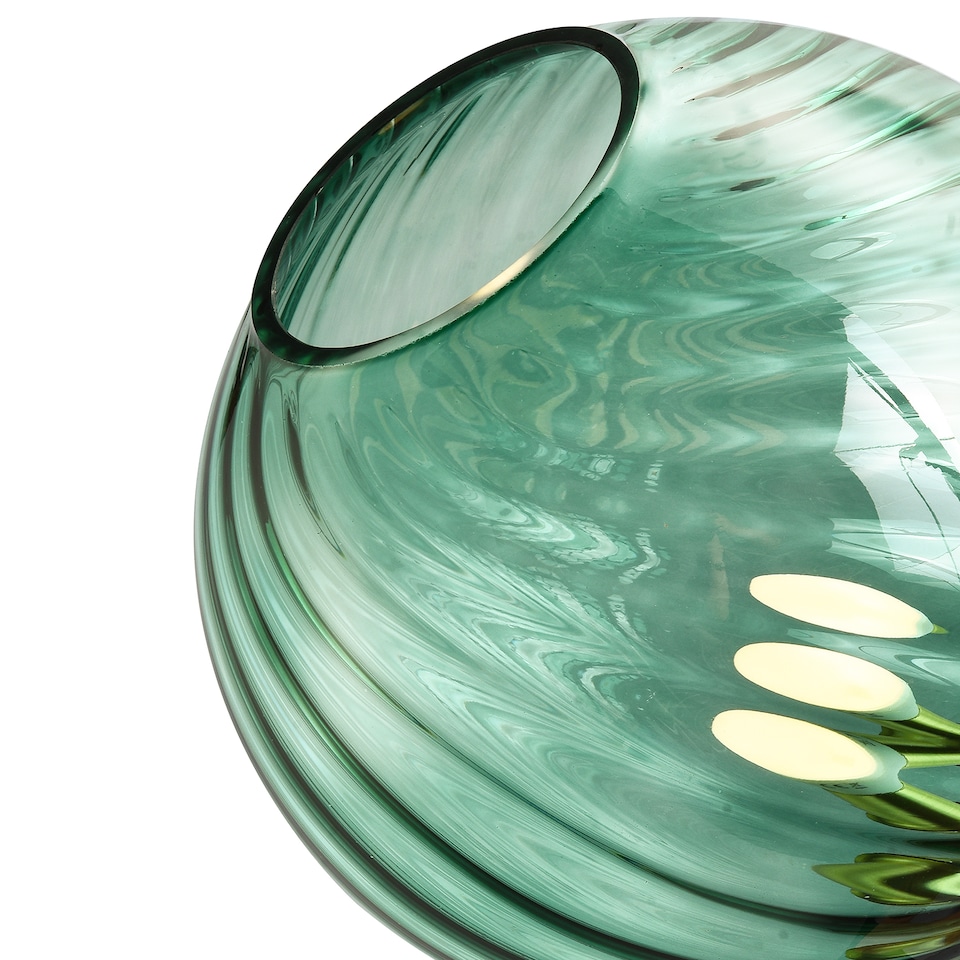 image 1 of Designer Chic Floor Lamp with Brushed Gold Base and Emerald Green Glass Shade | Green