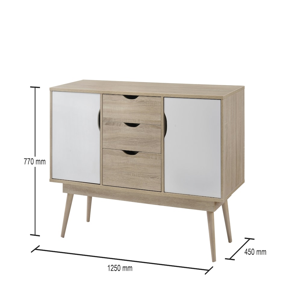 image 1 of Alford Sideboard with 2 Doors & 3 Drawers White & Oak