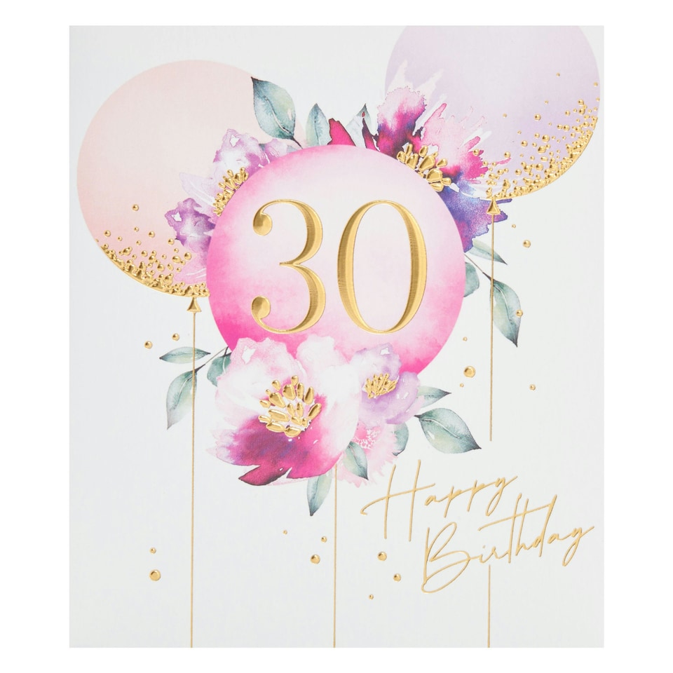 image 1 of 30th Birthday Card - Balloons