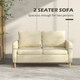 image 3 of HOMCOM 2 Seater Sofa Modern Fabric Couch with Wood Legs and 2 Pockets Beige