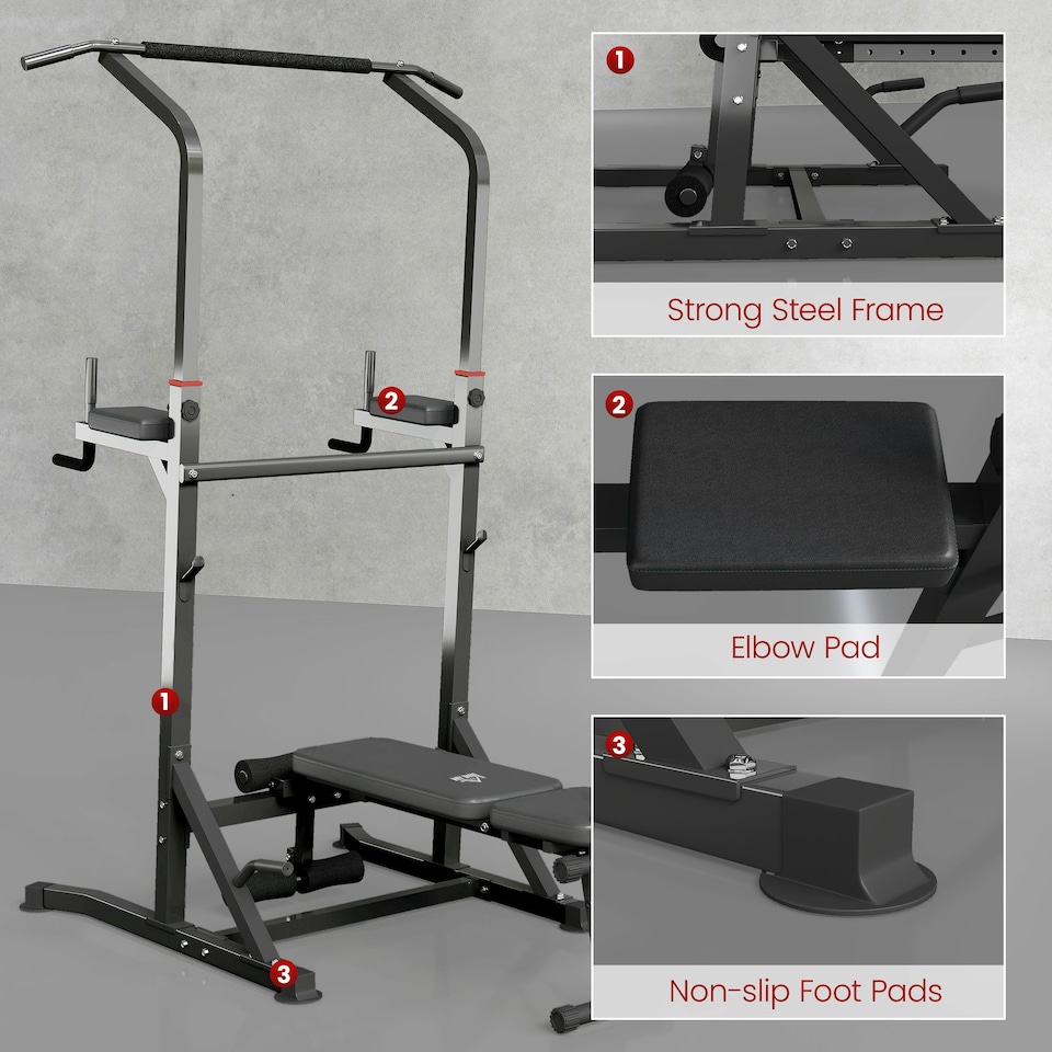 image 1 of HOMCOM Adjustable&Folded Dip Stands Multi-Function Pull-ups Sit-ups Fitness tool