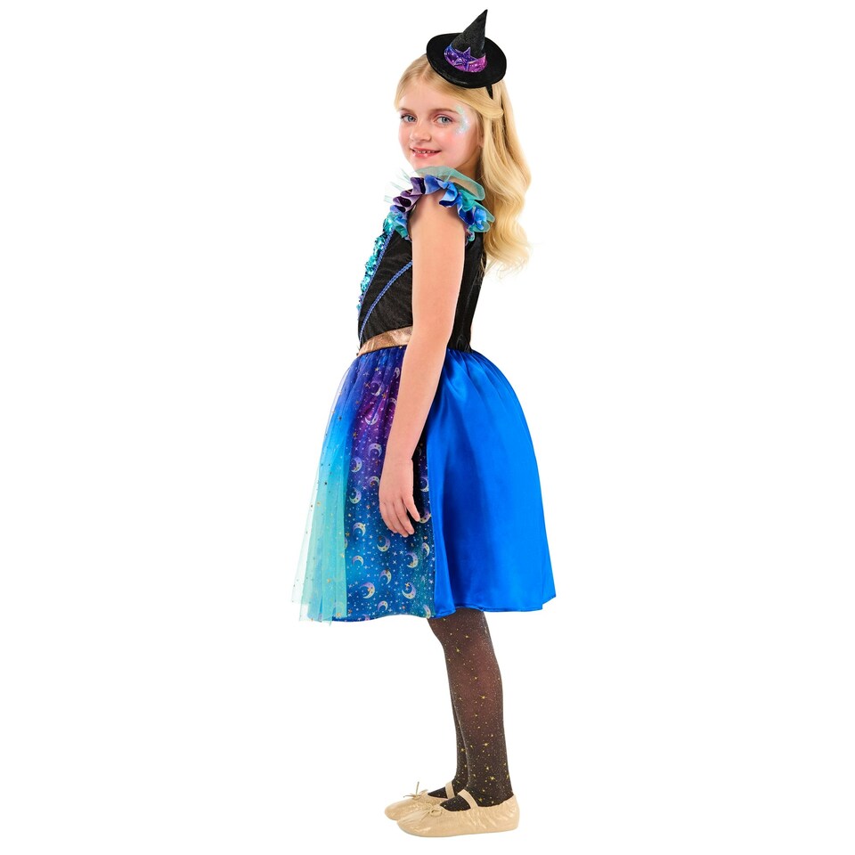 image 1 of Bristol Novelty Girls Cosmic Witch Costume - Blue - 5-6 Years 5