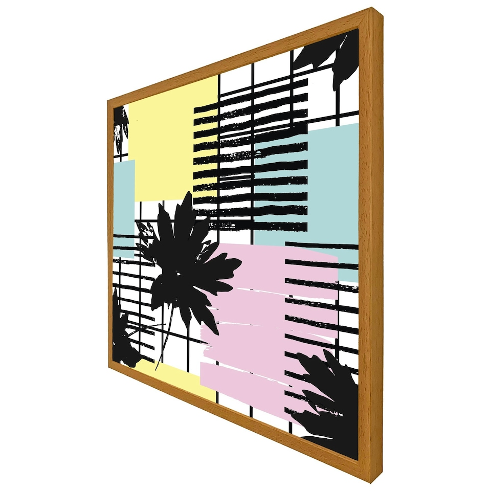 image 1 of Geometric shape & leaf print (Picture Frame) Grey | L