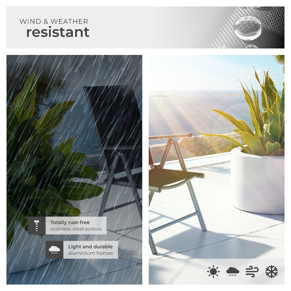 image 1 of Garden Table and Chairs Pompeii - for 8 people, aluminium frame, adjustable backrests | Grey | anthracite | 189 x 90 x 72,70 cm | 1