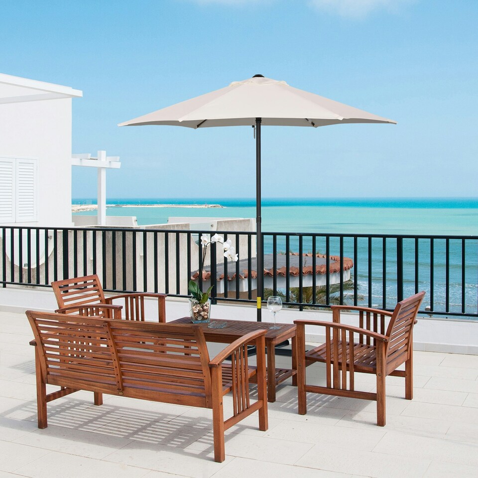image 1 of Outsunny 2m Parasol Patio Umbrella, Outdoor Sun Shade Cream White