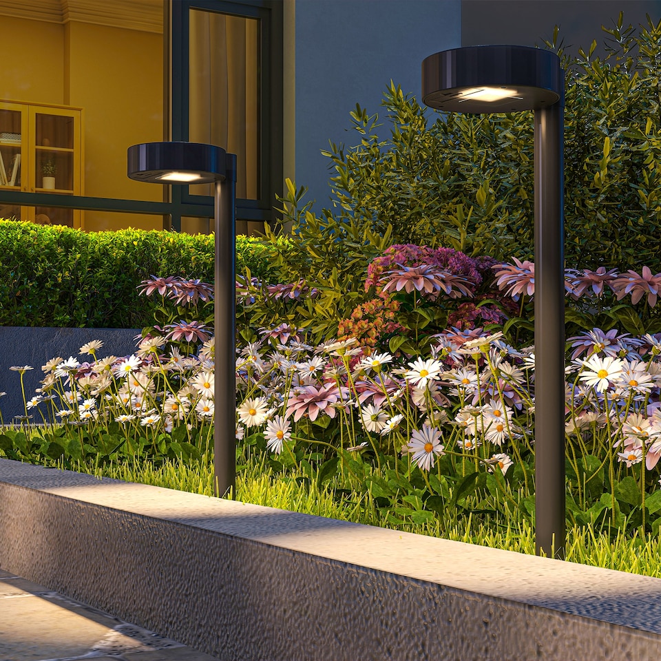 image 1 of Outsunny Solar Stake Lights 8 Pack, IP44 Pathway Lighting, Auto OnOff LED | Black
