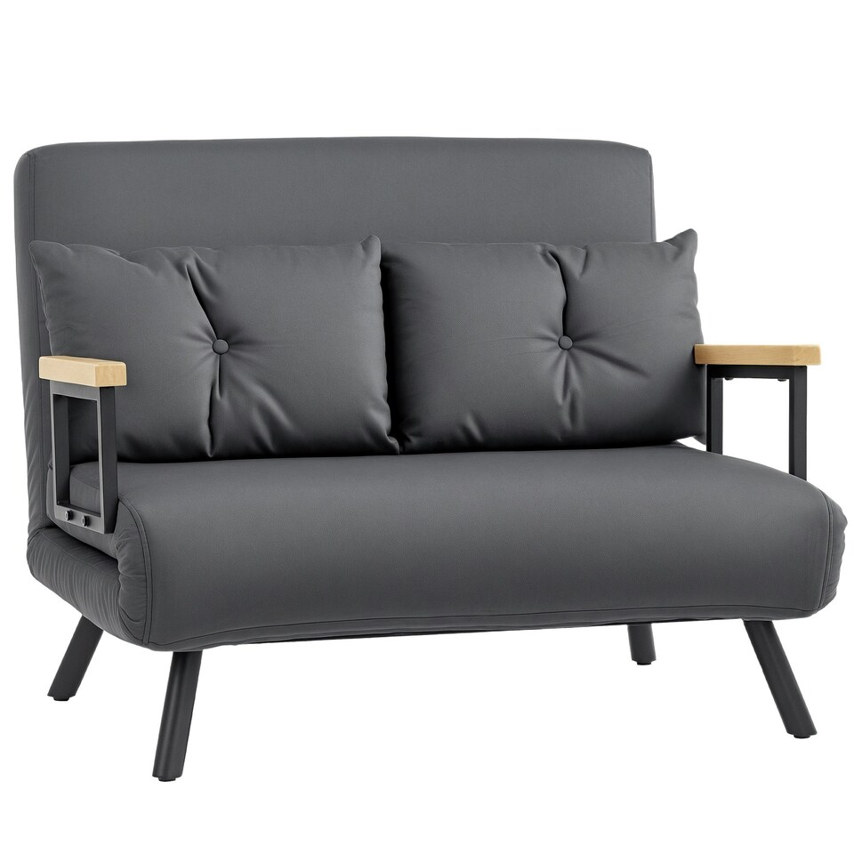 image 1 of HOMCOM Click Clack 2 Seater Sofa Bed for Living Room, Guest Room, Dark Grey Grey | grey