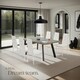 image 8 of Dining Chair Set - high backrest, slim steel legs & rhinestone highlights - Set of 8 White