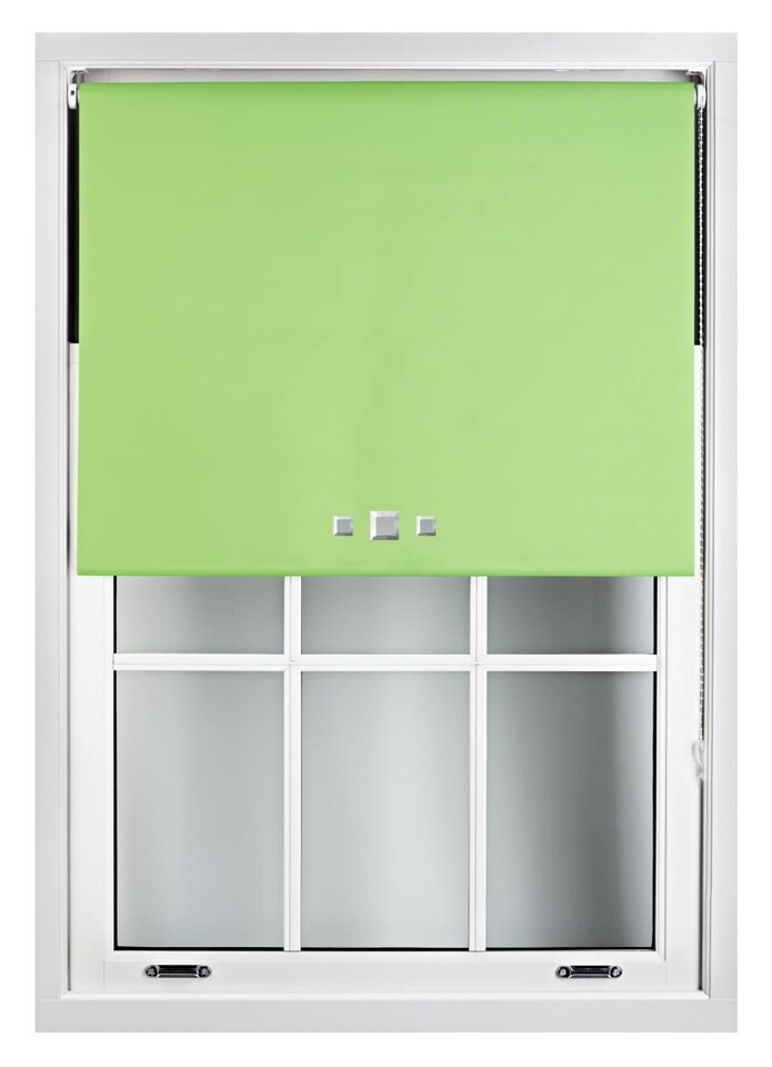 image 1 of FURNISHED Blackout Roller Blinds with Triple Square Eyelets Cut to Size Easy Fit Window Shade | Green | Lime | (W) 210cm x (L) 165cm