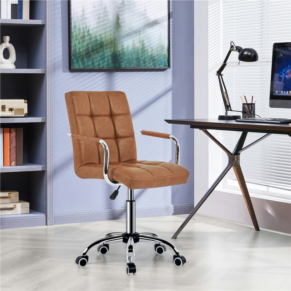 image 1 of Yaheetech PU Leather Height Adjustable Office Chair Mid-Back
