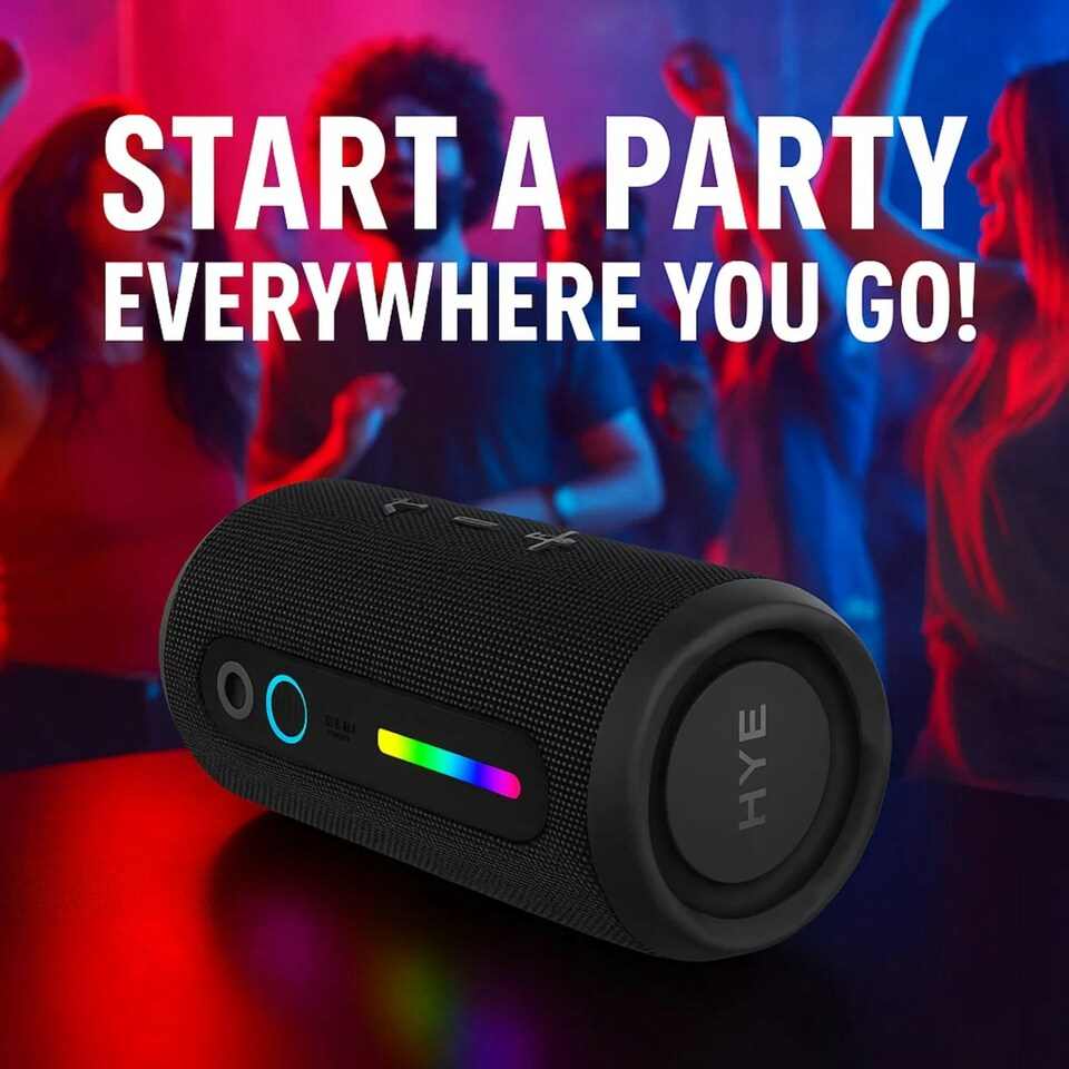 image 1 of HYE 40W Portable Bluetooth Speaker IPX6 Waterproof 10Hr Battery Life - Black PS20