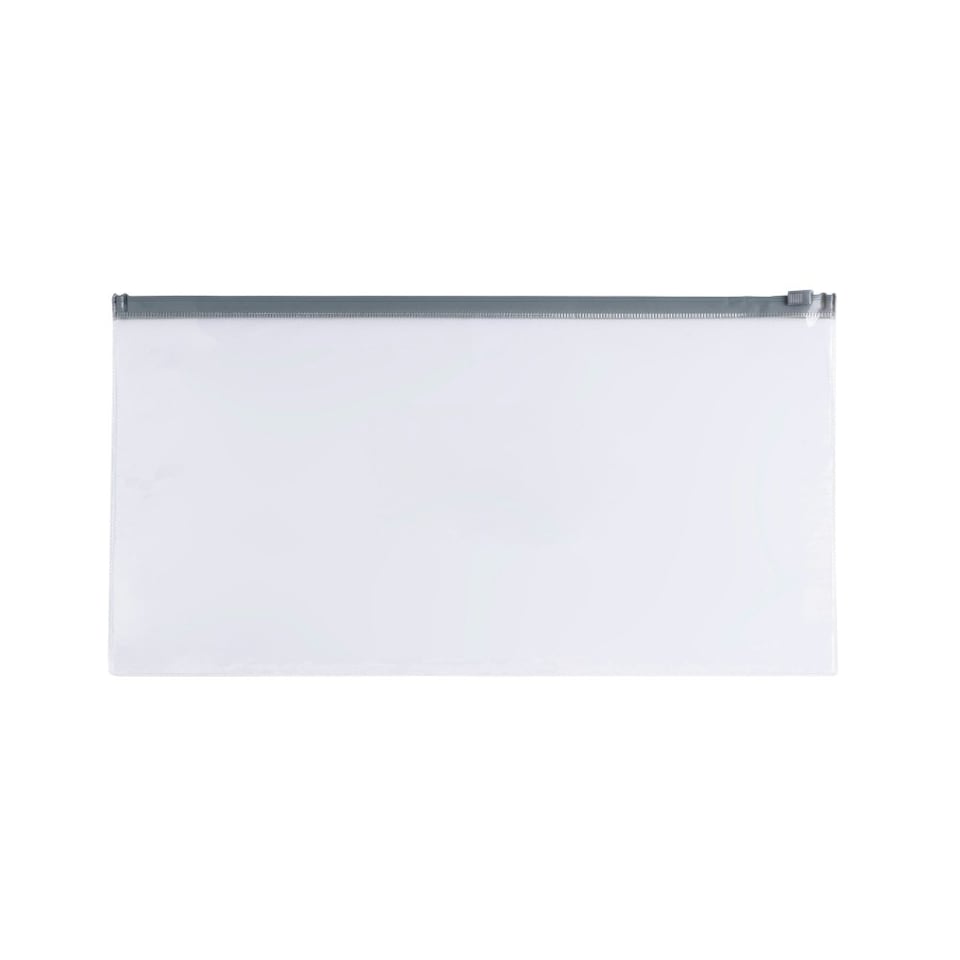 image 1 of Pack of 12 DL Clear Zippy Bags with Grey Zip