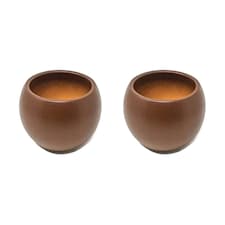 Verano Spanish Ceramics Epoxi Round Rust Textured Plant Pot - Set of 2 x 24cm Brown