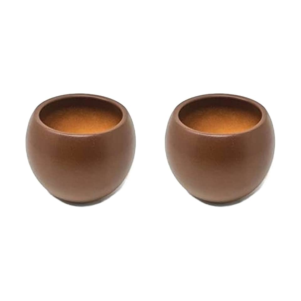 image 1 of Verano Spanish Ceramics Epoxi Round Rust Textured Plant Pot - Set of 2 x 24cm Brown