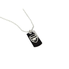Arsenal FC Stainless Steel Engraved Crest Dog Tag And Chain - Silver/Black - One Size