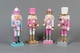 image 2 of 25cm Pink Wooden Nutcrackers Soldiers King Drummer Christmas Ornament 4pcs Set