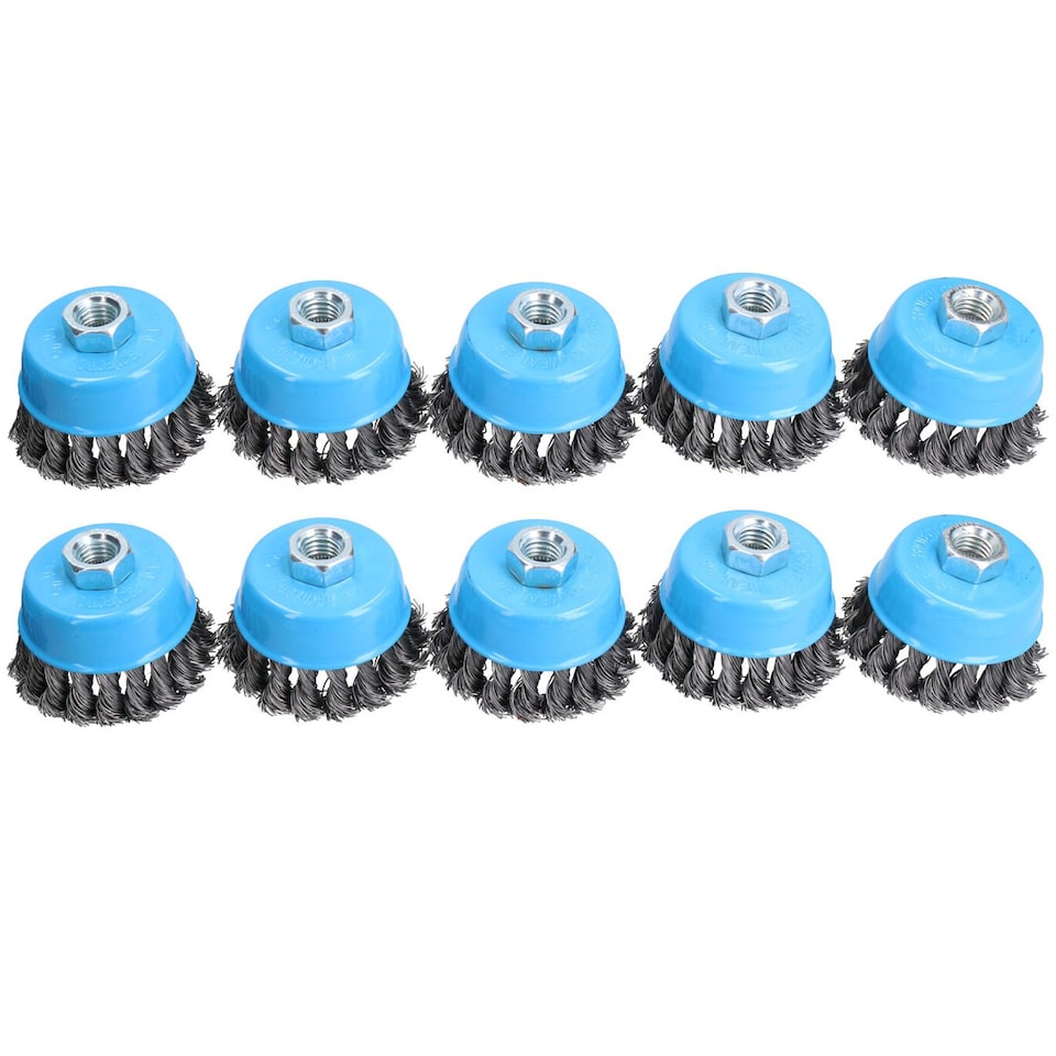 image 1 of Twist Knot Wire Wheel Cup Brush 3" for 4-1/2" Angle Grinder 10 Pack TE243