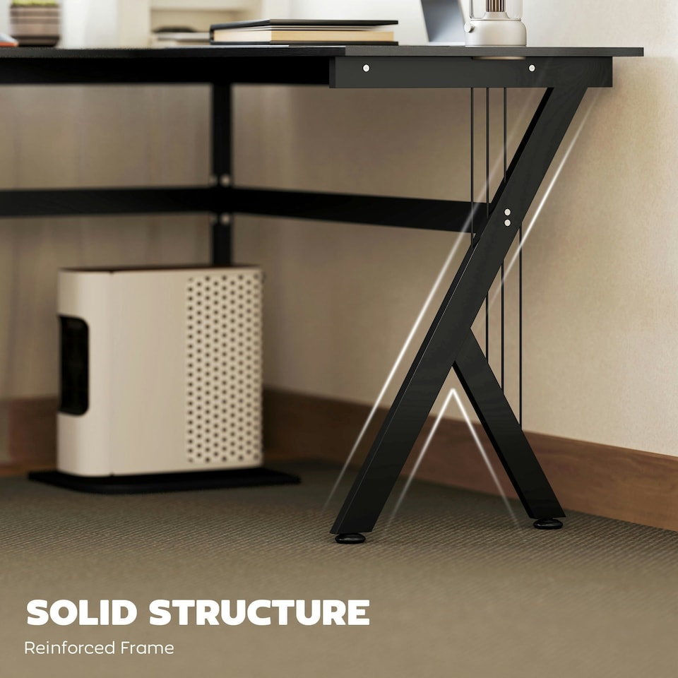 image 1 of HOMCOM L-Shaped Corner Computer Desk Laptop Workstation PC Table Home Office