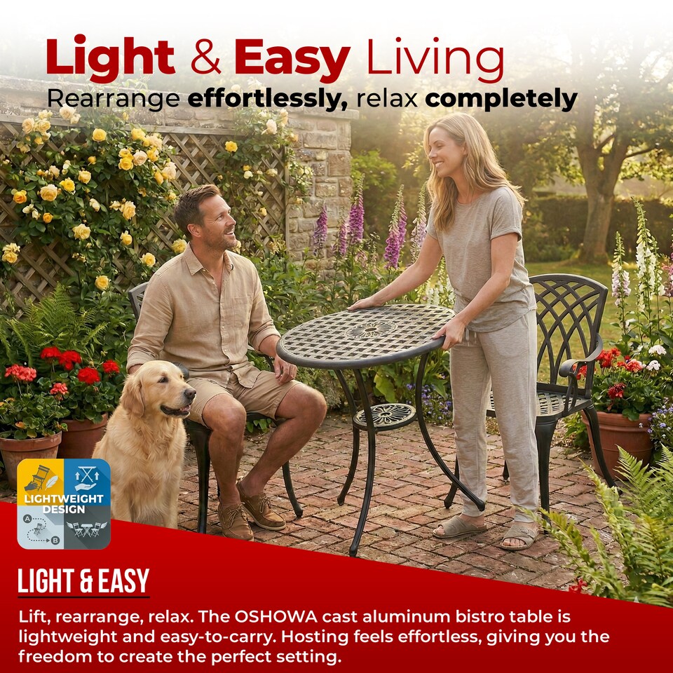 image 1 of Centurion Supports OSHOWA Black Garden and Patio Cast Aluminium Bistro Table | Black