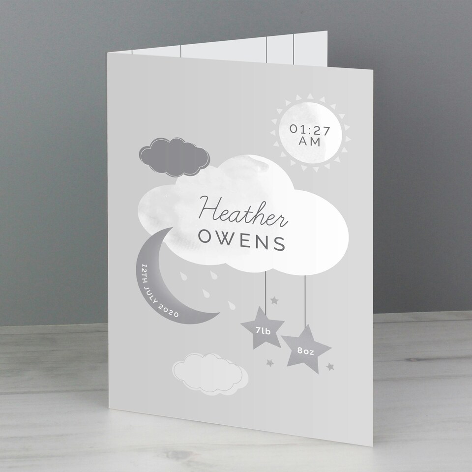 image 1 of Personalised New Baby Moon & Stars Card