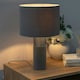 image 1 of ValueLights Alexa Charcoal Grey Velvet and Silver Chrome Bedside Table Lamp with a Drum Lampshade - Bulb Included