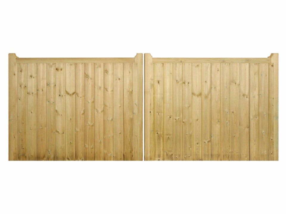 image 1 of Drayton Square Top Low Double Driveway Gate - Pressure Treated Scandinavian Redwood - W2700 x H950 mm | Brown | 1