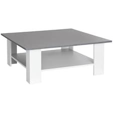 HOMCOM Vintage Coffee Table Square 2 Tier Side End Desk Indoor Living Room 