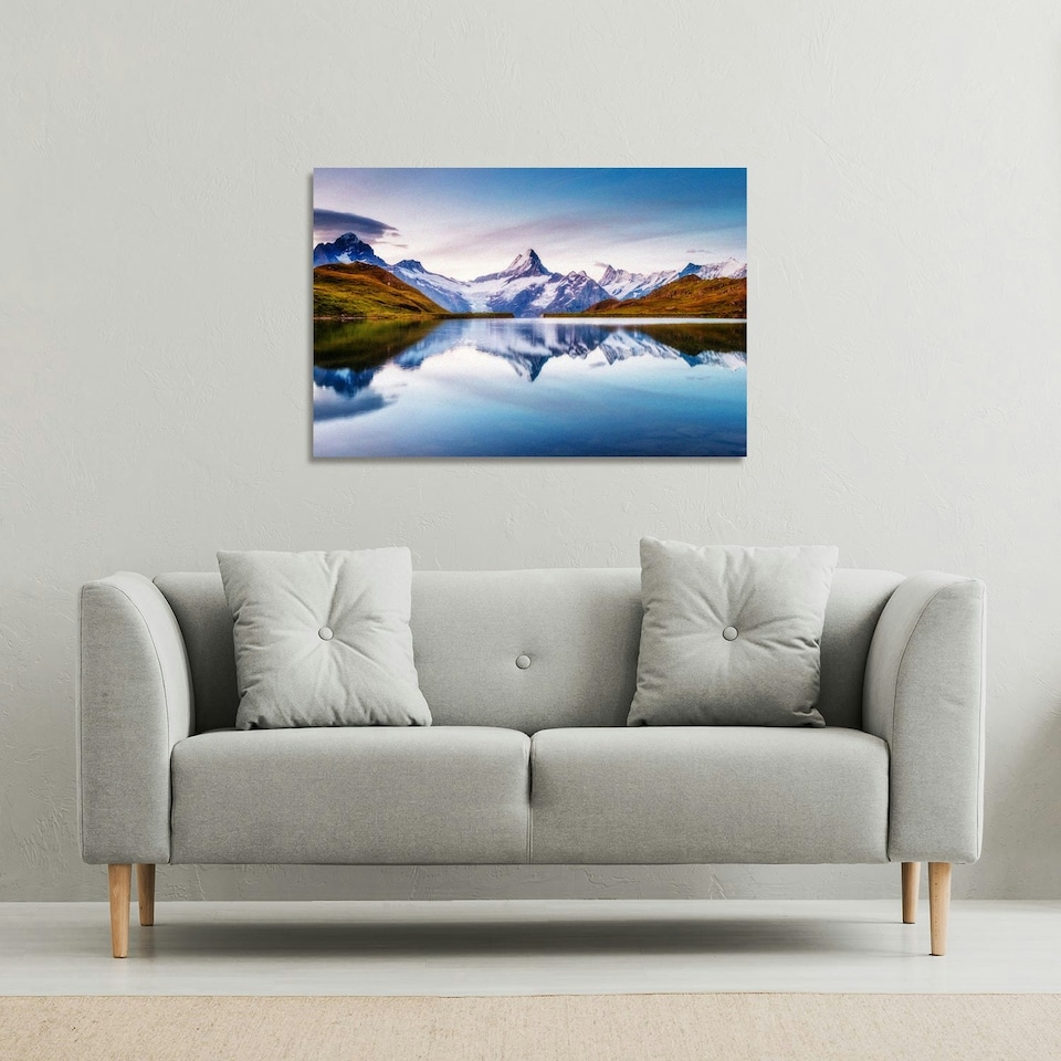 image 1 of Panoramic view of the Mt. Schreckhorn and Wetterhorn (Canvas Print) 101 x 77 x 4cm