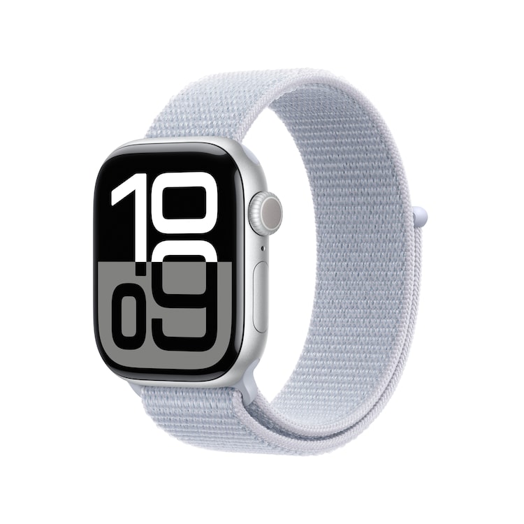 Apple Watch Series 10 Gps + Cellular 42Mm Silver Aluminium Case With Blue Cloud Sport Loop