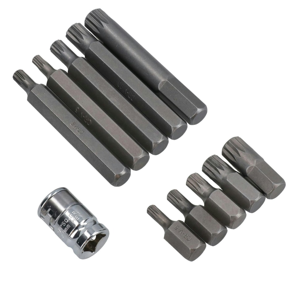 image 1 of Male Spline Shallow + Deep Bit Sockets 5mm - 12mm (M5-M12) 3/8in Drive