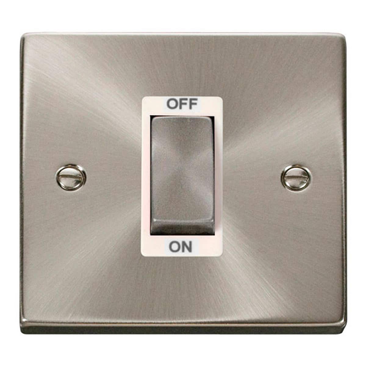 SE Home Satin / Brushed Chrome 1 Gang Ingot Size 45A Switch in Metallic Silver