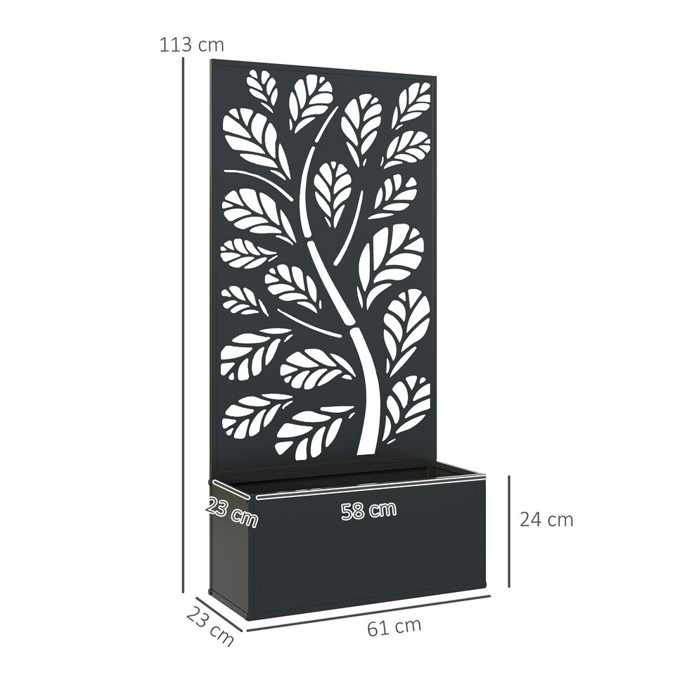image 1 of Outsunny Metal Raised Garden Bed with Trellis, Elevated Planter Box Black