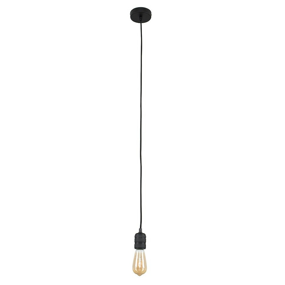 image 1 of ValueLights Casco Matte Black Ceiling Rose and Flex Lampholder Fitting
