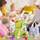 image 5 of Kids Adjustable Height Shopping Cart Trolley Play Set with Pretend Food & Play Money – Green