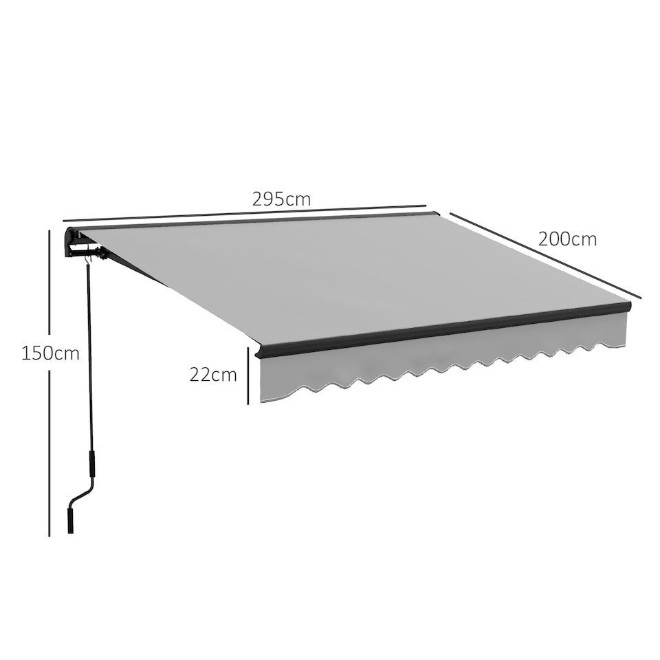 image 1 of Outsunny 3 x 2m Electric Retractable Awning, Aluminium Frame, Light Grey | Grey | 1